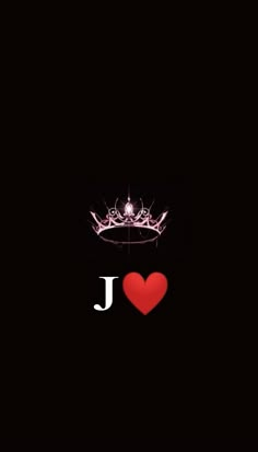 i love you wallpaper with a crown and heart in the middle, on a black background