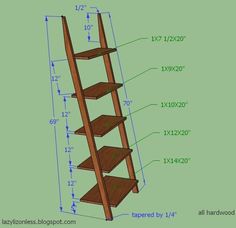 a wooden shelf with measurements for it