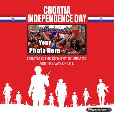 the cover of croatia's independence day, with silhouettes of soldiers and children