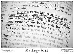 an open bible with the word, god's eye is the lamp of the body