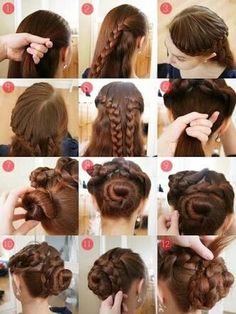 Long Thick Hair Hairstyles, Braid Updo Tutorial, Thick Hair Hairstyles, Hair Updos Tutorials, Easy Updo Hairstyles, Updo Tutorial, Step By Step Hairstyles, Hairstyles Updo, Braided Hairstyles Updo