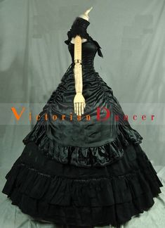 Black Victorian Period Dress Vampire Halloween Party Ball Gown   Condition: Brand New  Color: amp;nbsp; As Picture  Material: Satins  Silhouette: Ball Gown  Sleeve Length: Sleeves  Dresses Length:Floor-Length  Neckline:Slash neck  Decoration: Lace  Style: Vintage  Includes: Dress    amp;nbsp; Black Ball Gown For Party, Elegant Halloween Party Ball Gown, Elegant Black Ball Gown For Costume Party, Black Fitted Ball Gown For Party, Fitted Black Ball Gown, Fitted Black Ball Gown For Costume Party, Halloween Ball Gown For Party, Black Fitted Ball Gown With Ruffles, Black Fitted Ruffle Ball Gown