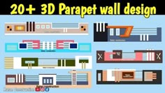 20 + 3d paper wall design with different shapes and colors for the walls, windows or doors