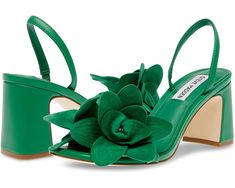 Steve Madden Farrie Kentucky Derby Shoes, Flower Heels, Green Sandals, Green Heels, Womens Sandals Summer, Heeled Sandal, Green Flower, Green Suede, Green Shoes