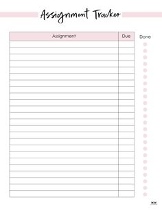 Stay organized throughout the school year with these FREE printable assignment trackers. Choose from 12 designs! All twelve are 100% free. Print from home! Study Calendar Aesthetic, Good Notes Assignment Tracker, Assignment List Template, Printable Templates For Journal, Psychology Notebook Cover Design, Goodnotes Class Notes Template, Good Notes Templates Free Planner Monthly, Good Notes Study Templates, Goodnotes Template Ideas