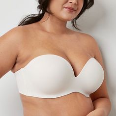 A strapless bra with maximum versatility, and silicone that helps it stay in place. Ideal for all your special events and off-the-shoulder tops.A bra that does it all, our convertible strapless bra by Ambrielle every day can be worn in 5 ways: classic, criss-cross, one-shoulder (left or right), or strapless. Silicone edges along the back of the cups ensure a stay-put fit for all your most versatile pieces.Provides Moderate CoveragePadding: Underwire For Shape And Support; Silicone Edges Along Ba Elegant Adjustable Bra With Removable Pads, Elegant Bra With Removable Pads And Adjustable Fit, White Strapless Stretch Bra, Strapless Lace Top With Built-in Bra, Flirty Strapless Corset With Built-in Bra, Cheap Strapless Intimates With Built-in Bra, Strapless Micro-elastic Bra With Built-in Support, Strapless Bra, Full Figured