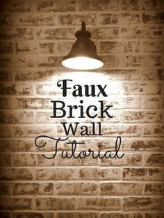 a brick wall with the words faux brick wall tutorial written on it in black