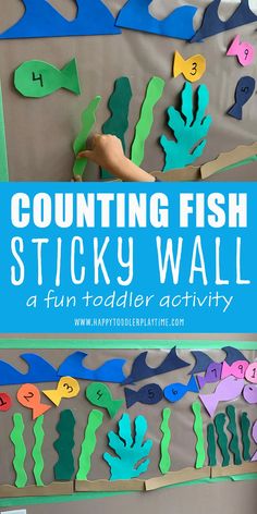 a fish sticky wall with the words counting fish on it and an ocean scene made out of