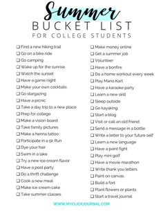 the ultimate summer bucket list for college students