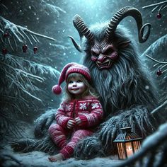 A sneak peek of my Krampus baby art - check it out: https://www.zazzle.com/collections/christmas_krampus-119359744798770651?rf=238317109712682003  #krampus #krampusnacht #baby #gothmas #aiart #ai #zazzle  #artoftheday #art #christmas #holiday #snow #furry #horns #feet