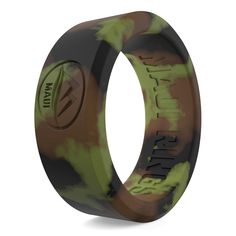 the green and black camouflage ring is shown on a white background with an inscription that reads,