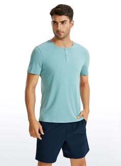 Pima Cotton collection is super soft to touch and highly breathable, aiming to offer a comfortable feeling to you.With function of quick moisture wicking, these short sleeve T-shirts are perfect for gym workout, business, daily lounge and casual occasions. Feature & Fitting: 
 Pima Cotton collection 
 Design for workout/casual wearing 
 Classic Fit 
 Henley design 
 Two-button placket 
 True to size 
 Fabric: 
 Super soft and skin-friendly 
 Naturally breathable 
 Lightweight and stretchy Crz Yoga, T Shirt Men, To Touch, Pima Cotton, Gym Workout, Gym Workouts, Moisture Wicking, Short Sleeves, Vogue