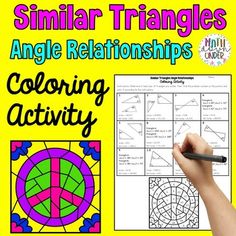 a poster with the words similar triangles and coloring activity