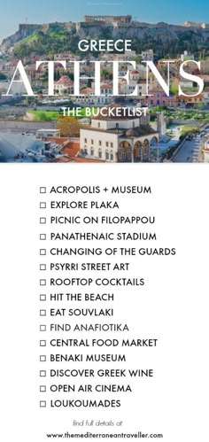 the top ten things to do in greece with text overlaying it that says,