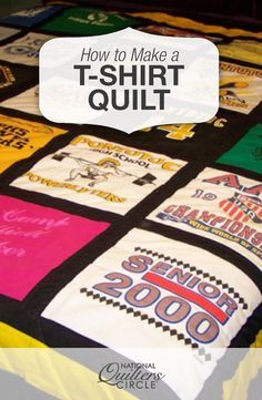 a t - shirt quilt with the words how to make a t - shirt quilt