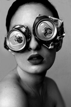 a woman with cans in her eyes