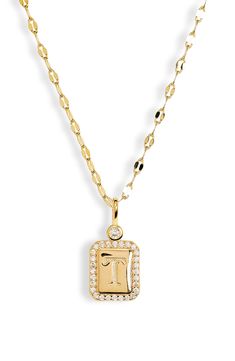 A modernist initial pendant is suspended from a bold, adjustable chain on this necklace crafted of 14-karat gold plate. 14k-gold plate/cubic zirconia Imported Gold Initial Pendant Necklace, T Initial Necklace, T Necklace, Gold Initial Pendant, Initial Necklaces, Christmas Things, Jewelry Accessories Ideas, Initial Pendant Necklace, Necklace Craft