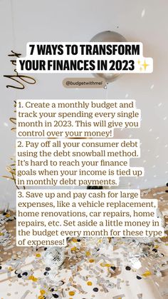 a pile of confetti with the words 7 ways to transform your finance in 2012