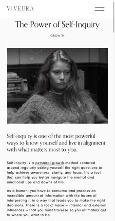 an article about the power of self - inquiry, which is written by a woman