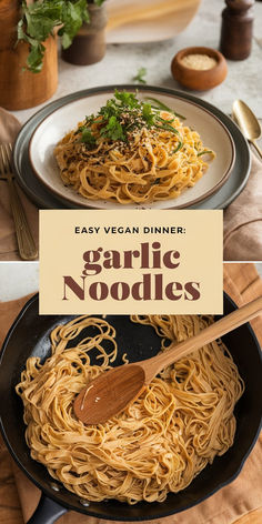 Close-up of a bowl of creamy, savory vegan garlic noodles perfect for an easy meatless dinner. Wfpb Recipes No Oil, Vegan Pasta Dishes, Wfpb Diet, Vegan Noodles, Comforting Dinner, Vegan Dinner Recipes Easy, Quick Easy Vegan, 5 Ingredient Dinners, Plant Based Dinner