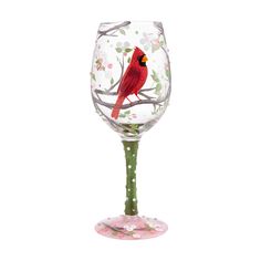 PRICES MAY VARY. ENESCO WINE GLASS: from the Designs by Lolita collection HAND-PAINTED: vibrant designs are intricately applied to hand-blown glass FEATURES: include a unique cocktail recipe on the bottom of the glass! PACKAGING AND CARE INFO: each Lolita glass comes in a beautiful, decorative gift box, and it hand-wash only CAPACITY: holds approximately 15 ounces Unique Cocktail Recipes, Painted Wine Glasses, Beautiful Bird, Glass Printing, Signature Print, Gift Decorations, Cherry Blossoms, Beautiful Birds, Green Glass