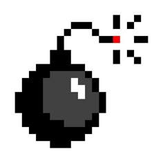 an old pixel style black and white object with red dots in the center, on a white background