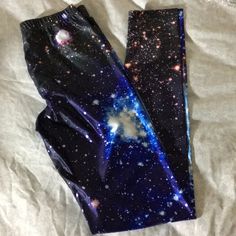 Super Cute Galaxy Leggings. Size S/M. Wish They Fit But Purchased Overseas And Were Too Big On Me. Brand New. No Tags. Galaxy Leggings, Girly Accessories, Samsung Wallpaper, Halloween Ideas, Style Ideas, Colorful Leggings, Blue Black, Color Blue, Super Cute