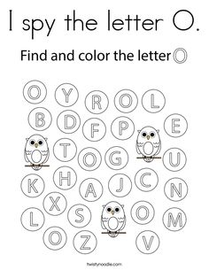 i spy the letter o find and color the letter o