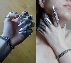 These full finger rings look like you have the most badass gauntlet armor for your fingers!These finger rings have an open design, so they can be easily resized to fit on different size fingers.A great accessory for any fantasy fan or anyone who enjoys wearing striking and unique looks.  Material: Zinc Alloy Length: 9c Look Grunge, Full Finger Rings, Finger Rings, Hand Jewelry, Fantasy Jewelry, Gothic Jewelry, Finger Ring, Calla Lily, Character Outfits