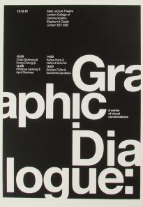 a black and white poster with the words graphic dialogue written in large letters