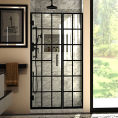 an image of a bathroom setting with glass doors