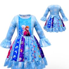 New Twirl Dress Amazing Quality True To Size Fit Playful Long Sleeve Dress For Dress-up, Playful Long Sleeve Dress-up Dresses, Light Blue Long Sleeve Princess Dress For Party, Long Sleeve Light Blue Princess Dress For Party, Light Blue Long Sleeve Princess Party Dress, Long Sleeve Light Blue Princess Party Dress, Winter Princess Dress With Long Sleeves And Ruffles, Playful Long Sleeve Winter Dresses, Blue Ruffled Twirl Dress For Dress-up