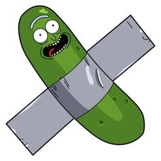 a cartoon pickle with an angry look on it's face, holding a large knife