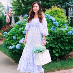 Loveshackfancy X Target Gemma Dress Blue And White Floral Pattern Scoop Neck Puff Sleeves That Can Be Worn Off The Shoulder Smocked Waist Tiered Ruffle Skirt New With Tags Size Small Approximate Measurements: 52 Inches Long From Top Of Shoulder To Bottom Of Hem 14.5 Inches Pit To Pit 12.75 Inches At The Top Of The Ruching (Right Below Bust) 14.25 Inches At The Bottom Of The Ruching (Right Above The Waist) 15 Inches From Top Of Shoulder To End Of Sleeve Perfect For Easter Sunday Brunch, Fourth Of Easter Sunday Brunch, Blue And White Floral Pattern, Tiered Ruffle Skirt, Blue And White Floral, Sunday Brunch, Easter Sunday, Ruffle Skirt, Pastel Goth, Soft Girl