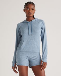 This is our 'throw-it-on-with-anything' hoodie, with thick drawstrings and thumb hole details for a premium feel. Made from ultra-soft Flowknit material, there's not a cozier day than one wearing this hoodie. Our Flowknit is made from Global Recycle Standard poly yarn, which diverts and recycles plastics destined for landfill or the ocean, so you can feel and look good in what you wear. Comfy Sets, Silk Cami, Just Run, Womens Activewear, Blouse Dress, Sweater Jacket, Capsule Wardrobe, Shirt Jacket, Chic Outfits