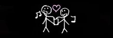 two stick figures holding each other in the dark with hearts drawn on their backs and arms