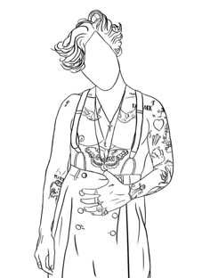 a drawing of a woman with tattoos on her arm and chest, wearing an apron