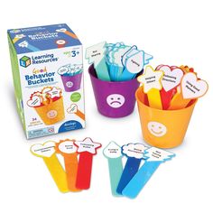 learning letters and numbers with behavior buckets in the shape of buckets for kids