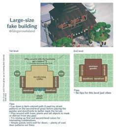 the floor plan for a large - size fake building, with instructions to make it