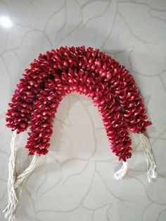 Natural red rose petals veni Rose Petals Garland, Baby Shoer, Flower Mala, Flower Jewelry Designs, Simple Saree Designs, Simple Sarees, Frame Gallery