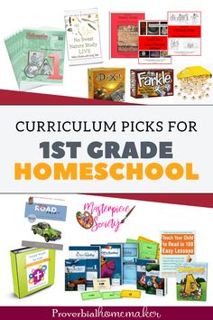 the first grade homeschool bundle includes books, cards and more for students to use