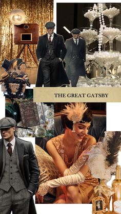 the great gatsby collage includes men in suits and hats