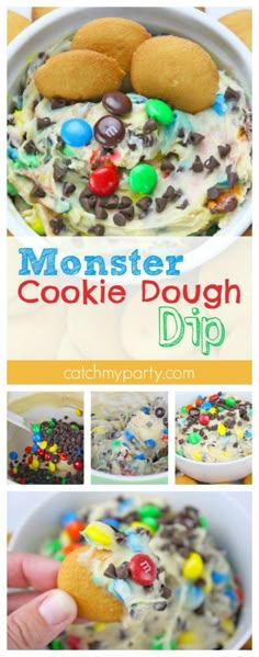 monster cookie dough dip recipe in a bowl