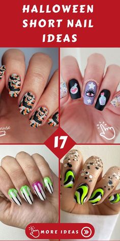 Nail Ideas For 2023, Short Almond Shaped Nails, Short Nail Ideas, Halloween Nail Ideas, Black Almond Nails, Almond Nails French, Toe Nail Color, Spooky Style, Plaid Nails