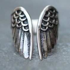 Gorgeous Silver Vintage Angel Wing Ring Note This Ring Can Be Adjustable Half Size Up Or Down Angel Wings Ring, Wings Ring, Angel Wing Ring, Angel Ring, Angel Jewelry, Band Jewelry, Womens Wedding Bands, Stainless Steel Rings, Steel Ring