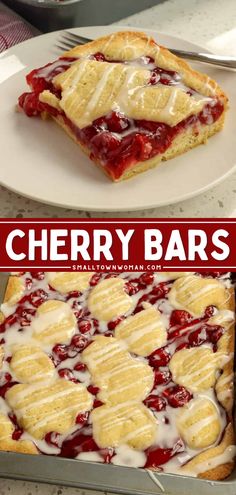 An easy dessert recipe using pie filling! Finished with glaze, these Cherry Bars are the perfect combo of tart and sweet. Give these cherry bars a try today! Cherry Pie Bars Recipe, Pie Filling Desserts, Pie Bars Recipe, Easy Dessert Bars, Cherry Pie Bars, Homemade Cherry Pies, Cherry Bars, Pie Bar Recipes, Coconut Dessert