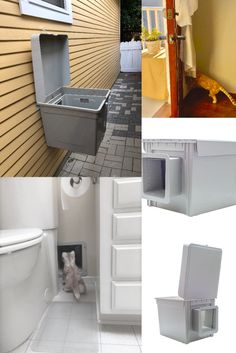 there are three different pictures showing the inside of a house, including a toilet and sink