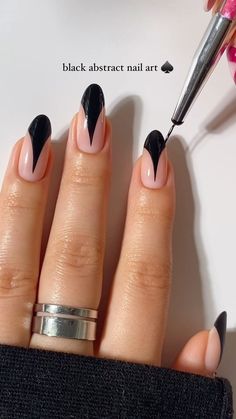 matte + glossy abstract nail art! ♠️🖤💫 i think i’m finally ready for the fall/halloween nail szn to start because black is my fav colour… | Instagram Black Summer Nails, Summer Nails 2024, Abstract Nail, Abstract Nail Art, Black Liner, Going Viral, Fire Nails, Funky Nails