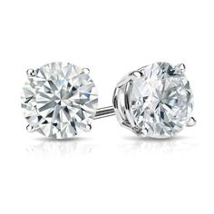 Look and feel like a million dollars. These classic stud earrings feature two 6.5mm round-cut white high quality cubic zirconias, 1.60ct each (3.20ct tw), hand-set in 925 sterling silver.Flawless, fashionable, and flaunt-worthy. Top off every look with an impeccable and timeless touch. These glittering stud earrings highlight round-cut cubic zirconia prong set in a polished sterling silver setting, with butterfly closures.The pair of studs is purposely made on a smaller size to resemble and matc Round Diamond Stud Earrings, Black Diamond Pendant, Black Diamond Studs, Diamond Solitaire Earrings, Halo Diamond Earrings, Solitaire Diamond Pendant, Diamond Earrings Studs Round, Colored Diamond Rings, Solitaire Earrings