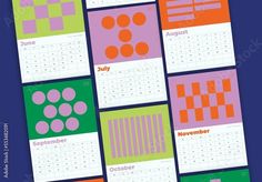 a calendar with different colored squares on it